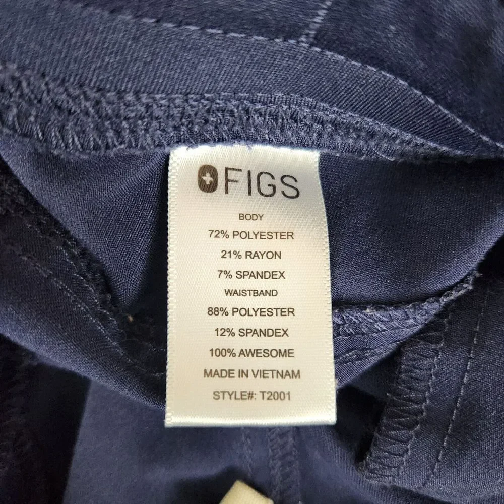 Figs Axim Mens XL Blue 7 Pockets Medical Scrub Pants Athletic Waistband Drawcord